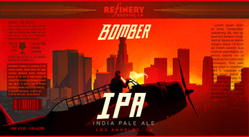 "BOMBER IPA" Beer Label Illustration Refinery Brewing